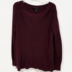 Lane Bryant Knit Sweater Burgundy Long Sleeve Pullover Boat Neck Plus Size 14/16
